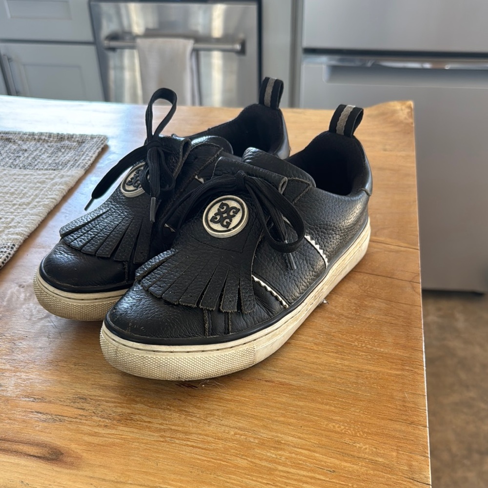 G/FORE Black and White Athletic Shoes with Leather Upper